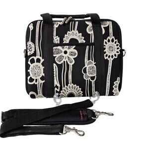 Samsonite Laptop Messenger Bag Womens OS Black White Floral Padded Boho‎ Print